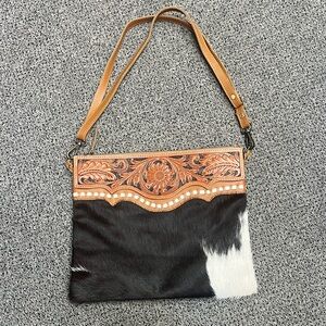 Cowhide/hand painted Crossbody Bag